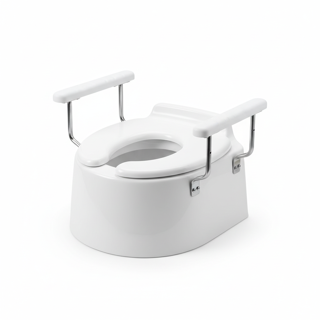 Raised Toilet Seat with Handles – 5" Height Boost for Seniors